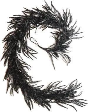 Christmas Halloween Garland, Pine Garland 9ft Artificial Black Garland Realistic PE Decorative for Halloween Christmas Front Door Wall Mantel Fireplace Party Display