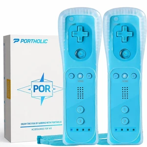 PORTHOLIC Wii Remote Controller, 2 Packs Wii Wireless Controller Compatible with Nintend Wii Wii U Console Blue PORTHOLIC Wii Remote Controller, 2 Packs Wii Wireless Controller Compatible with Nintend Wii Wii U Console Blue