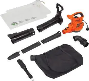 BLACK+DECKER 3-in-1 Electric Leaf Blower & Mulcher with Leaf Vacuum Kit, 12-Amp (BV6000) BLACK+DECKER 3-in-1 Electric Leaf Blower & Mulcher with Leaf Vacuum Kit, 12-Amp (BV6000)