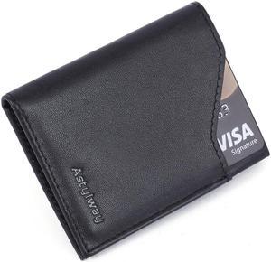 Genuine Leather Coin Pouch Change Holder for Men/Woman with Zipper Pouch  Size 4 x2.5 Made in U.S.A (Black)