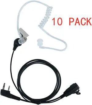Covert Acoustic Tube Earpiece Headset Mic PTT for BaoFeng Kenwood WouXun PuXing Linton Two Way Radio Walkie Talkie UV-5R BF-888s uv-82hp tk 3230 (10 Packs)