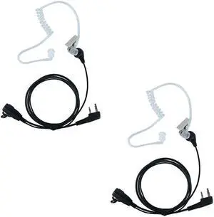 TDYU Covert Acoustic Tube Earpiece Headset with PTT Mic Compatible with Baofeng UV-5R BF-888S BF-F8HP BF-F9 UV-82 UV-82HP UV-82C Kenwood Walkie Talkies Two Way Radio 2 pin(2 pack)