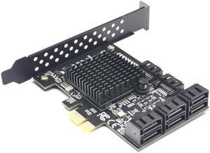 SATA III 8 Ports Controller Card  2.0 x1 SATA 6G Expansion Card with Low Profile Bracket Support Win10  8 SATA Card