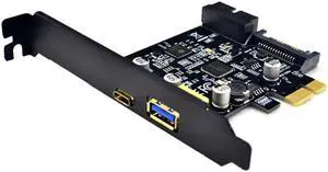 BTBcoin PCI-e to 4 Ports USB 3.1 GEN 1 (5Gbps)(USB Type-C +USB Type A w/ Internal 19Pin USB 3.0 Dual Port) PCI Express Card