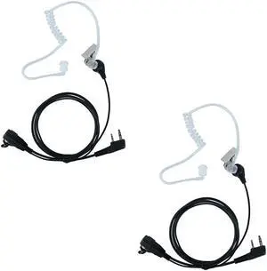 Covert Acoustic Tube Earpiece Headset with PTT Mic Compatible with Baofeng UV-5R BF-888S BF-F8HP BF-F9 UV-82 UV-82HP UV-82C Kenwood Walkie Talkies Two Way Radio 2 pin(2 pack)