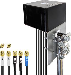 Maswell 2X2 5G MIMO 2X2 WIFI7 and GNSS Antenna 600MHz-8.0GHz Antenna Cellular 5G 4G LTE 3G WiFi6E UWB and GSM Screw Mount and L Plate Mount Cubic Antenna SMA Male RP SMA Plug Waterproof