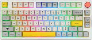 EPOMAKER TH80 Pro 75% Gaming Keyboard, Hot Swap RGB 2.4Ghz/Bluetooth 5.0/Wired Mechanical Keyboard with MDA PBT Keycaps, Knob Control for Windows/Mac(Theory TH80 Pro, Budgerigar Switch)