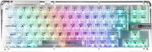 KiiBoom Phantom 68 65% Hot Swappable Crystal Gasket-Mounted Mechanical Keyboard, BT5.0/2.4GHz/USB-C Wired Wireless NKRO Gaming Keyboard , 4000mAh Battery for Win/Mac (Transparent White)