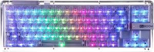 KiiBoom Phantom 68 65% Hot Swappable Crystal Gasket-Mounted Mechanical Keyboard, BT5.0/2.4GHz/USB-C Wired Wireless NKRO Gaming Keyboard with South-Facing RGB, 4000mAh Battery for Win/Mac(Purple)