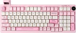 EPOMAKER RT100 97 Keys Gasket BT5.0/2.4G/USB-C Mechanical Keyboard with Customizable Display Screen, Knob, Hot Swappable Socket, 5000mAh Battery for Win/Mac(RT100 Pink, Epomaker Flamingo Switch)