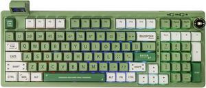 EPOMAKER RT100 97 Keys Gasket BT5.0/2.4G/USB-C Mechanical Keyboard with Customizable Display Screen, Knob, Hot Swappable Socket, 5000mAh Battery for Win/Mac(RT100 Green, Wisteria Linear Switch)