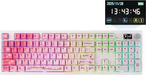 EPOMAKER QK108 Full Size Mechanical Keyboard with Screen & Knob, 8000mAh, QMK/VIA, Creamy&Thocky, Gasket, RGB Backlit, Mac Keycap, Wireless Gaming Keyboard (Pink, Creamy Jade Switch) EPOMAKER QK108 Full Size Mechanical Keyboard with Screen & Knob, 8000mAh, QMK/VIA, Creamy&Thocky, Gasket, RGB Backlit, Mac Keycap, Wireless Gaming Keyboard (Pink, Creamy Jade Switch)