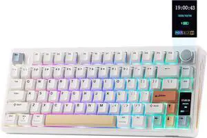 EPOMAKER TH80 V2 PRO Wireless Gaming Keyboard with Screen&Knob, 10000mAh 2.4Ghz/BT/USB-C, RGB, Hot Swap, Custom Driver, NKRO, PBT Keycap, Mechanical Keyboard for PC/Mac (White, Creamy Jade) EPOMAKER TH80 V2 PRO Wireless Gaming Keyboard with Screen&Knob, 10000mAh 2.4Ghz/BT/USB-C, RGB, Hot Swap, Custom Driver, NKRO, PBT Keycap, Mechanical Keyboard for PC/Mac (White, Creamy Jade)