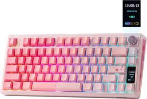 EPOMAKER TH80 V2 PRO Wireless Gaming Keyboard with Screen&Knob, 10000mAh 2.4Ghz/BT/USB-C, RGB, Hot Swap, Custom Driver, NKRO, PBT Keycap, Mechanical Keyboard for PC/Mac (Pink, Creamy Jade) EPOMAKER TH80 V2 PRO Wireless Gaming Keyboard with Screen&Knob, 10000mAh 2.4Ghz/BT/USB-C, RGB, Hot Swap, Custom Driver, NKRO, PBT Keycap, Mechanical Keyboard for PC/Mac (Pink, Creamy Jade)