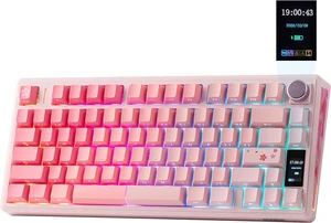 EPOMAKER TH80 V2 PRO Wireless Gaming Keyboard with Screen&Knob, 10000mAh 2.4Ghz/BT/USB-C, RGB, Hot Swap, Custom Driver, NKRO, PBT Keycap, Mechanical Keyboard for PC/Mac (Pink, Sea Salt Silent) EPOMAKER TH80 V2 PRO Wireless Gaming Keyboard with Screen&Knob, 10000mAh 2.4Ghz/BT/USB-C, RGB, Hot Swap, Custom Driver, NKRO, PBT Keycap, Mechanical Keyboard for PC/Mac (Pink, Sea Salt Silent)