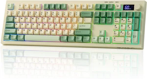 EPOMAKER Aula S102 PRO Membrane Gaming Keyboard w/TFT Screen & Volume KnobSilent Keyboard with Number Pad for PC Game/Office, BT/2.4G/USB, RGB Backlit, Creamy Silicone Structure (Yellow) EPOMAKER Aula S102 PRO Membrane Gaming Keyboard w/TFT Screen & Volume KnobSilent Keyboard with Number Pad for PC Game/Office, BT/2.4G/USB, RGB Backlit, Creamy Silicone Structure (Yellow)
