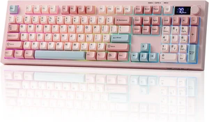 EPOMAKER Aula S102 PRO Membrane Gaming Keyboard w/TFT Screen & Volume Knob
Silent Keyboard with Number Pad for PC Game/Office, BT/2.4G/USB, RGB Backlit, Creamy Silicone Structure (Pink) EPOMAKER Aula S102 PRO Membrane Gaming Keyboard w/TFT Screen & Volume Knob
Silent Keyboard with Number Pad for PC Game/Office, BT/2.4G/USB, RGB Backlit, Creamy Silicone Structure (Pink)