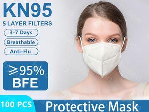 100Pcs Face Mask, 5 layer Anti Dust Anti Pollution Earloop Face Mask for Personal Protective Respirator Reusable, Non-Disposable Civil Face Mask Work Mask for Adult & Kids
