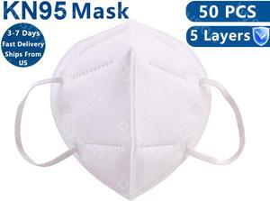 50pcs Civil Mask Face Masks, 5 layer Dust Earloop Face Masks for Personal Protective Respirator Reusable, Work Mask for Adult & Kids