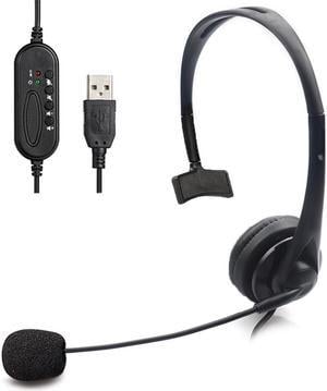 USB Telephone Headset with Microphone Computer PC Headset Dual Ear for Skype Chat, Online Learing, Conference Calls, Voice Chat, Softphones Call, Gaming etc