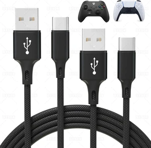 2 Pack 10FT Charging Cable for PS5 DualSense and Xbox Series X/S / Switch Pro Controller, Ackmioxy Charging Cord Nylon Braided Type-C Port Charger Accessories for Playstation 5/ Xbox Series S/X(Black) 2 Pack 10FT Charging Cable for PS5 DualSense and Xbox Series X/S / Switch Pro Controller, Ackmioxy Charging Cord Nylon Braided Type-C Port Charger Accessories for Playstation 5/ Xbox Series S/X(Black)