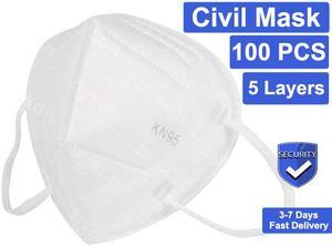 100 Pcs KN95 Mask Non-Disposable Face Mask Anti Covid-19 Virus Mask Non-Medical KN95 Mask Anti-Dust Mask, Breathable, Dustproof, Nonwoven Fabrics, 5 Layers Protective KN95 Mask