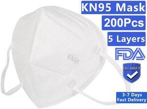 200pcs 5-layer KN95 Mask Anti COVID-19 Virus Anti Pollution Earloop Face Mask for Personal Protective Respirator Reusable, Non-Disposable Face Mask Work Mask for Adult & Kids