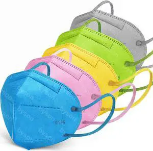 100pcs Non-Disposable KN95 Mask - Ackmioxy Multicolor KN95 Face Masks Anti-Dust Anti-Virus Face Mask 5-Ply Breathable Comfortable Respirator Protection KN95 Face Masks for Man / Women / Kids (Yellow)