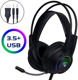 PS4 Gaming Headset with Stereo Surround Sound, Gaming Headset Xbox Headset with Mic & LED Light Noise Cancelling Headphones Compatible with PC, PS3/PS4, Xbox Controller