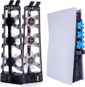Cooling Fan for PS5 Digital & Dics Version, USB External Cooler Fan Game Console Mini Cooling System for Playstation 5, 3 High-Speed USB Fans