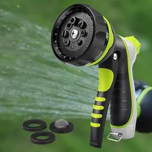 JOSO Garden Hose Nozzle, Heavy Duty Metal Water Hose Nozzle with 8 Adjustable Spray Patterns, High Pressure Hand Sprayer with Flow Control, Best for Watering Plants & Lawns, Washing Cars & Pets