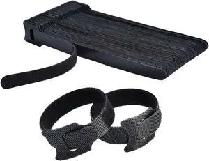 60PCS Fastening Cable Ties Reusable Premium 6-Inch Adjustable Cord Ties Microfiber Cloth Cable Management Straps Hook Loop Cord Organizer Wire Ties Reusable (Black Colors)