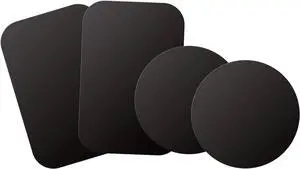 Mount Metal Plate with Adhesive for Magnetic Cradle-Less Mount by - X4 Pack 2 Rectangle and 2 Round (Compatible with Magnetic mounts) (Black)