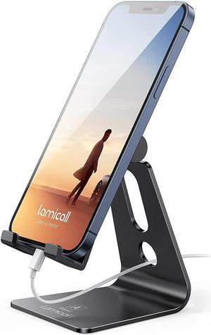 Adjustable Cell Phone Stand Desk Phone Holder Cradle Dock Compatible with iPhone 16 15 14 Plus Pro Pro Max 13 12 X XS 4-8 Phones Office Accessories All Android Smartphone Black