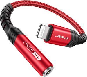 iPhone Headphone Adapter Lightning to 3.5mm Adapter [ MFi Certified] iPhone Aux Adapter Compatible with iPhone 14/14 Pro Max/13/13 Pro Max/12/12 Pro Max/11/11 Pro Max/SE/X/XR/XS/8-Red