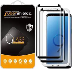 (2 Pack) Designed for  (Galaxy S9 Plus) Tempered Glass Screen Protector with (Easy Installation Tray) Anti Scratch Bubble Free (Black)