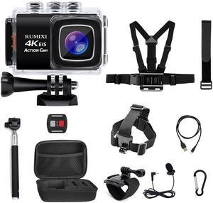 4K Sport Action camera with EIS Function WiFi 170D Waterproof 30M Remote Controller External Mic Video Record Camera Accessories