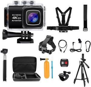 4K Sport Action Camera with EIS Function Remote Controller Underwater Waterproof 30M Video Record Cam with Accessories