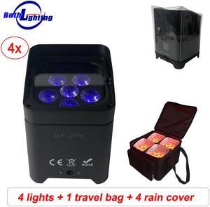 DJ Events Lighting LED PAR 6X18W RGBWA+UV IR Wireless Battery Operated LED Uplight PAR with Waterproof Rain Cover