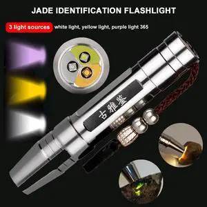 350 lm  UV White Yellow 3 LEDs Light Source Flashlight lamp for Jade Jewelry Identification