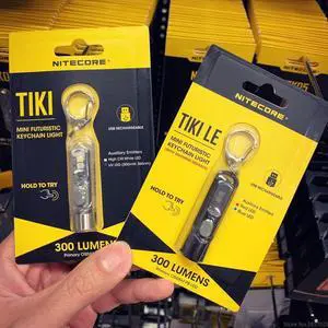 TIKI LE Mini Futuristic Keychain light USB Charging CRI white UV LEDs Torch max 300 lumen built-in battery flashlight
