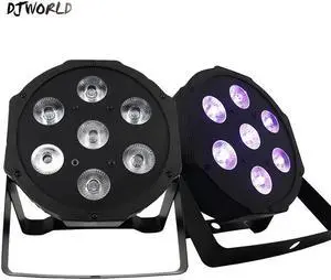 2pcs  LED Flat Wash Par 7x18W RGBWA+UV 6IN1 Lighting DMX512 Wash Spotlight Stage Effect Light  For DJ Disco Bar Party