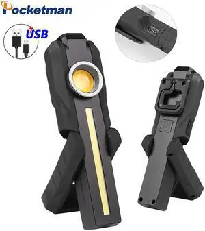 5500LM Powerful Work Light Magnetic Flashlight with Built-in 18650 Battery Portable Torch USB Rechargeable Flashlight with Hook