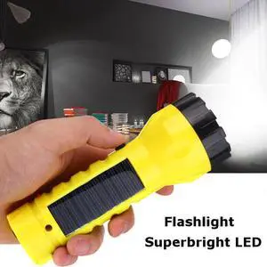 Outdoor Portable Solar Rechargeable Flashlight Torch UV Direct Charging Hiking Bright Strong Light Lantern Emergency Lamp