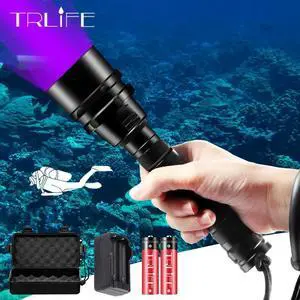 LED Flashlight UV Scuba Ultraviolet 5/3 LED Lantern Purple Light Underwater 200M Dive Aluminum Torch 395nm Waterproof