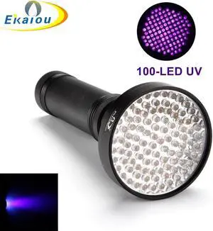 Portable 100 LED UV Flashlight Handheld Ultraviolet Black Torch Light For Finding Pet Dog and Cat Urine Stain Phosphors