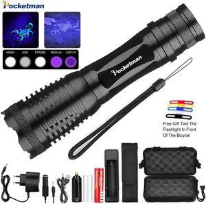 8000LM 2 in 1 UV LED Flashlight Purple/White Light UV Torch 395nm Ultraviolet Urine Detector for Carpet Pet Urine Catch Scorpion