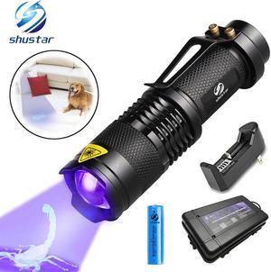 Flashlight Ultra Violet Light With Zoom Function Mini  Black Light Pet Urine Stains Detector Scorpion Use AA/14500 battery