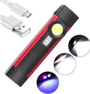 LED Work Light UV Flashlight COB XPE USB Rechargeable Portable Working Torch UV Light 4 Modes with Magnet Inspection Lamp