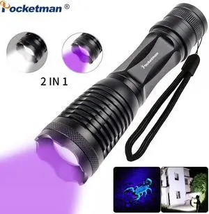 8000lums 2 in 1 UV Flashlight LED Linternas Torch 395nm Ultraviolet Urine Detector for camping Carpet Pet Urine Catch Scorpions